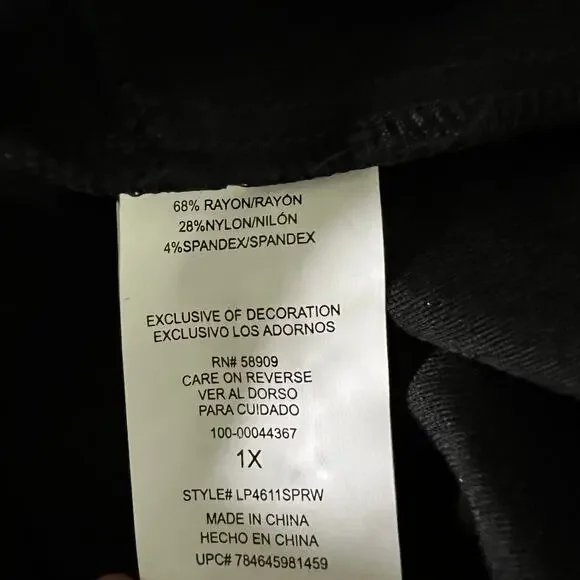 Gibson Latimer La Vie Est Faite Skinny Slack Pants Womens Plus Size 1X Black NWT - Picture 6 of 7